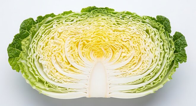Fresh cut cabbage on white background.