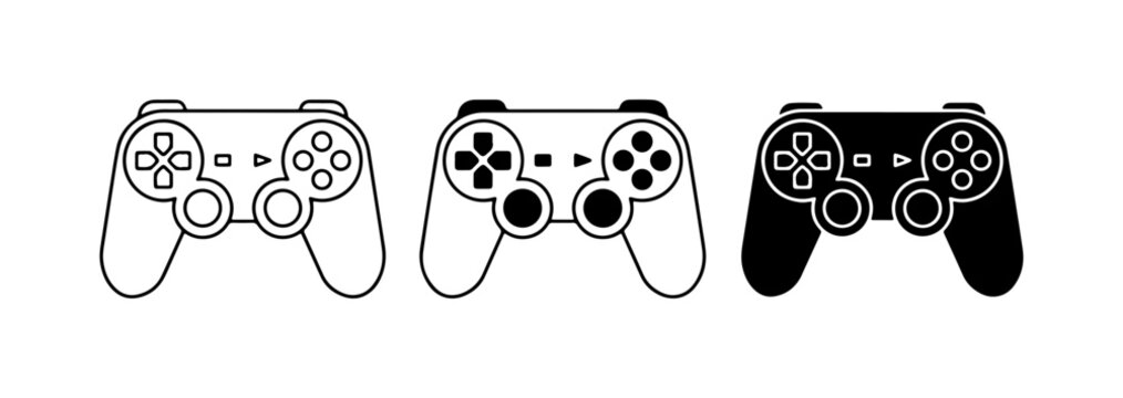 Video Game Controller Icons, Gaming Joysticks, Digital Entertainment Input Devices, Vector Set