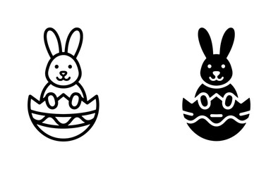 Obraz premium Easter Bunny Icons, Spring Holiday Rabbit Symbols, Festive Egg Celebration Graphics, Cute Animal Vector Art