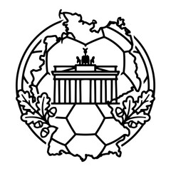 Germany map with Brandenburg gate and soccer ball in circular badge style © AnimalZOO