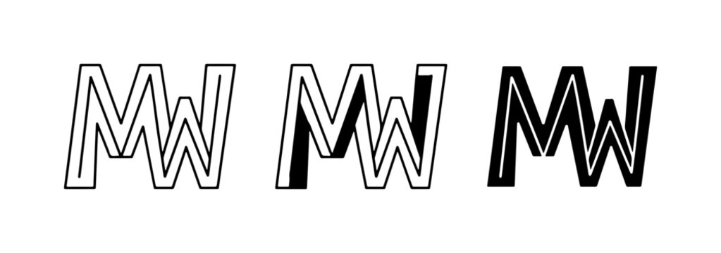 MW Monogram Logo Design, Modern Lettermark Identity, Stylized Initials Graphic, Minimalist Brand Mark