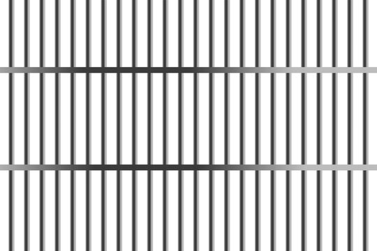 Prison bars iron cage fence isolated on transparent background. Vector illustration jail metal bars, criminal prisoner crime mockup. Way out to freedom concept design elements, PNG
