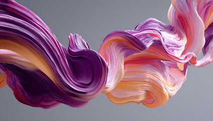 Obraz premium Flowing ribbons of paint. Multicolored, swirling, abstract design against a gray background. Fluid movement and vibrant gradients