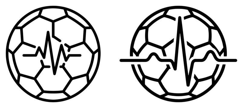 Soccer ball with heartbeat ekg pulse line showing sport passion