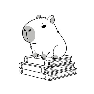 Black and White, Outline Hand drawn of Capybara clip art, Perfect for DIY, Coloring page, and Cricut.