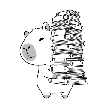 Black and White, Outline Hand drawn of Capybara clip art, Perfect for DIY, Coloring page, and Cricut.