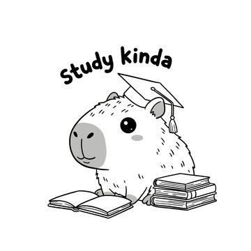 Black and White, Outline Hand drawn of Capybara clip art, Perfect for DIY, Coloring page, and Cricut.