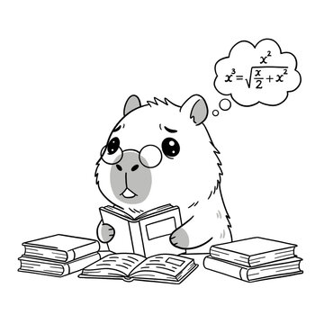 Black and White, Outline Hand drawn of Capybara clip art, Perfect for DIY, Coloring page, and Cricut.