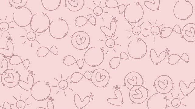 Playful pink doodle pattern video sequence.