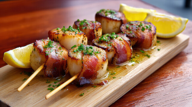 bacon wrapped scallops seared to perfection