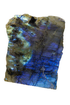 Polished Labradorite With Luminous Colors. Mystical Gemstone With Shimmering Blue And Green Hues