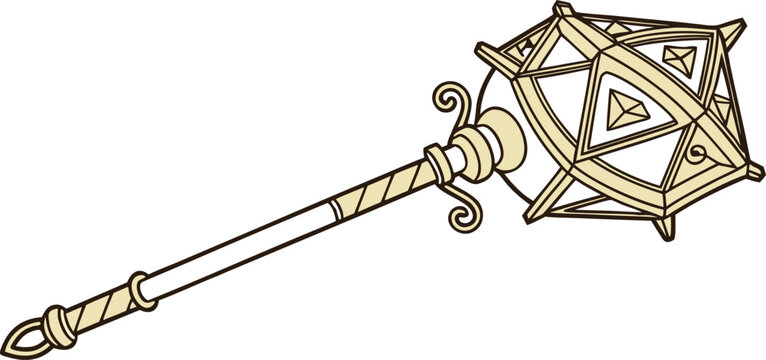 Fantasy magical mace or scepter with a geometric crystal head