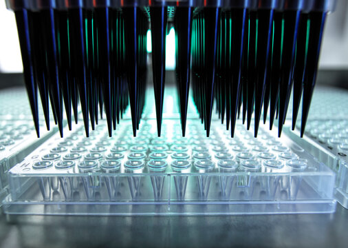 Automated multichannel pipette during pharmaceutical research