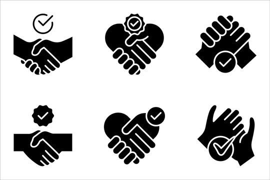 Successful deal linear icon set. Business partnership. vector illustration on white background