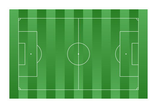 Football Pitch Vector. Soccer Field Top View with Pitch Markings and Striped Grass Pattern. Realistic Football Field Layout Isolated Illustration.