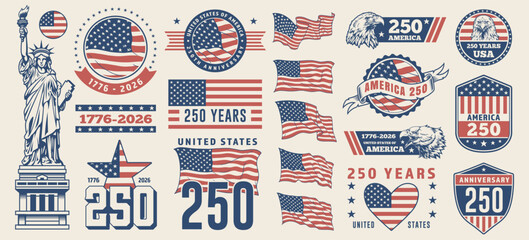 Fototapeta na wymiar Celebrating 250 years in USA
