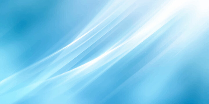 An abstract blue background features soft waves and bright lines that mimic summer clouds and sunlight in a beautiful nature-inspired design.