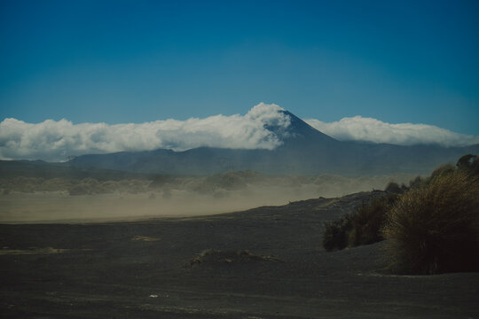 Dramatic volcanic mountain landscape in remote New Zealand
