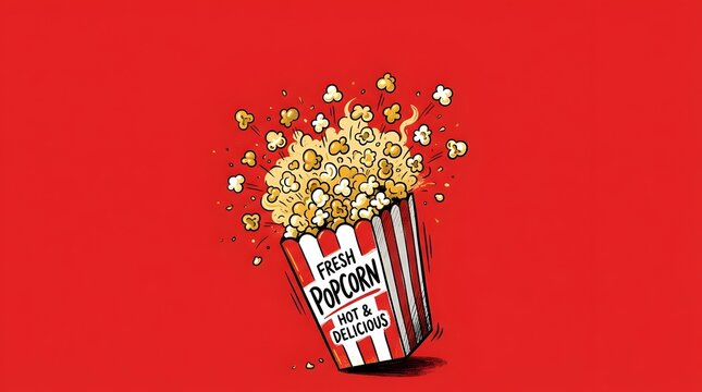 popcorn on a red background