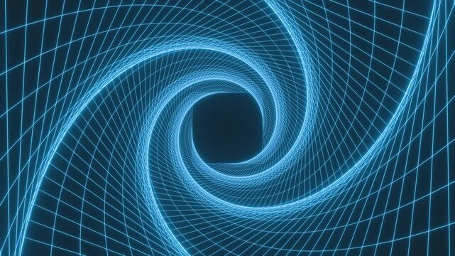 Dynamic immersion in a swirling geometric vortex. The effect of endless movement and digital depth.