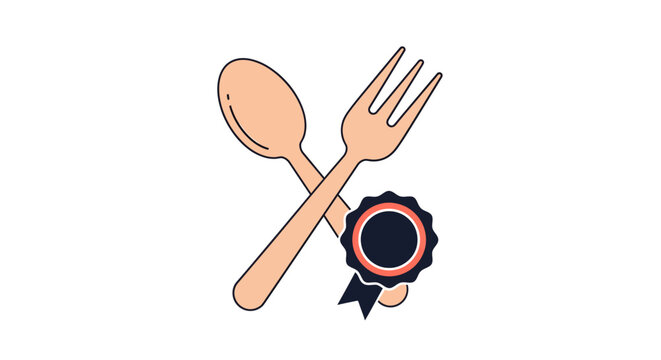 Wooden spoon and fork crossed.