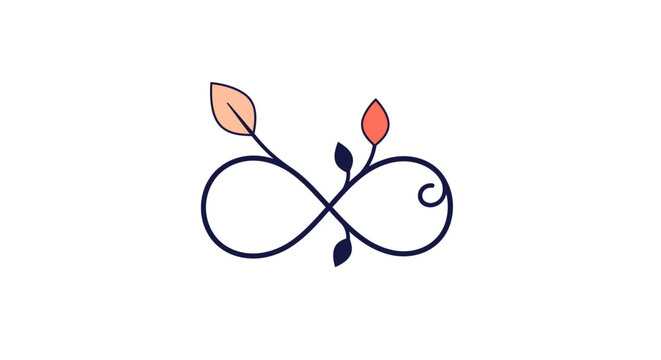 Infinity symbol with colorful leaves design.