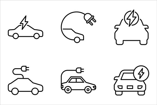 Electric car icons set. Electricity power symbol. vector illustration on white background