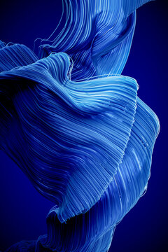 Abstract 3d blue flowing hair wave with dynamic fibers