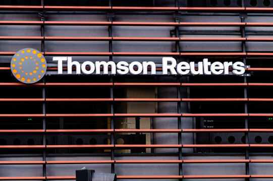 Gdansk, Poland - May 16, 2026: Thomson Reuters office building in Gdansk. News reporting, financial analytics and services	
