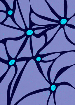 Abstract blue neural network illustration showing brain synapse