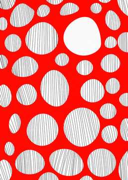 Abstract red background with irregular white lined circles