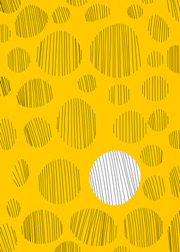 Abstract yellow geometric pattern with one contrasting white circle
