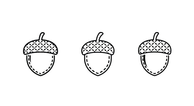 Stylized acorn patterns with textured caps on white background
