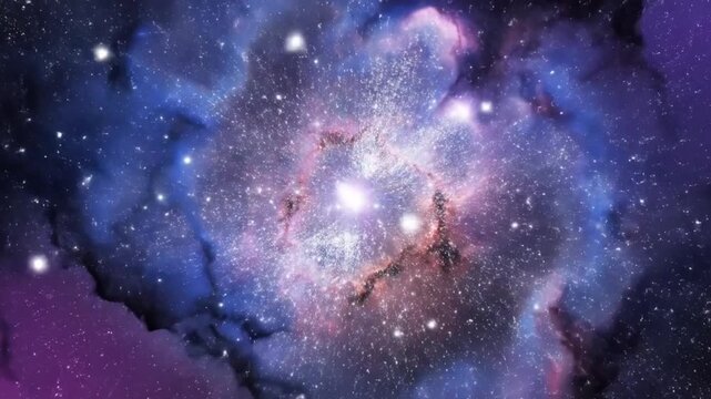 Cosmic nebula illuminated with vibrant colors against starry background