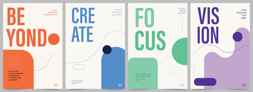 Typography Modern Poster Set with Minimal Geometric Abstract Design