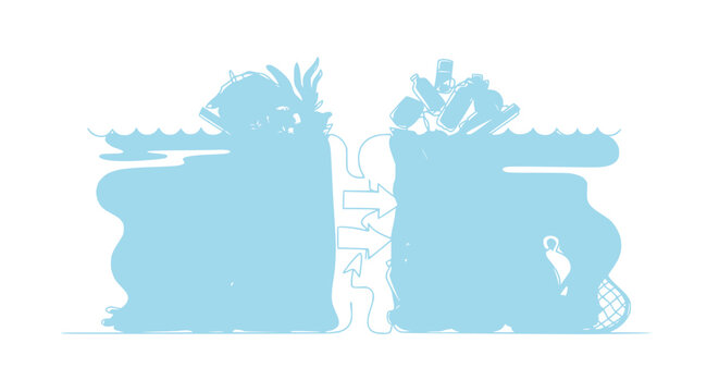 Ocean Pollution vs Pristine Marine Life Illustration