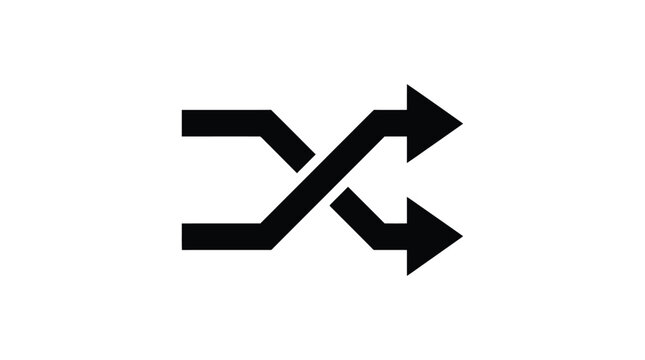 Exchange arrow symbol with intersecting lines black flat icon silhouette