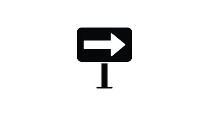 Black signpost with a right pointing arrow simple flat silhouette © arfan