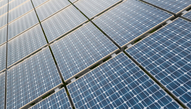 Close up of solar panel grid for renewable energy