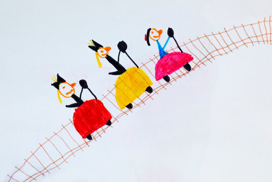 Naive illustration of a roller coaster at an amusement park