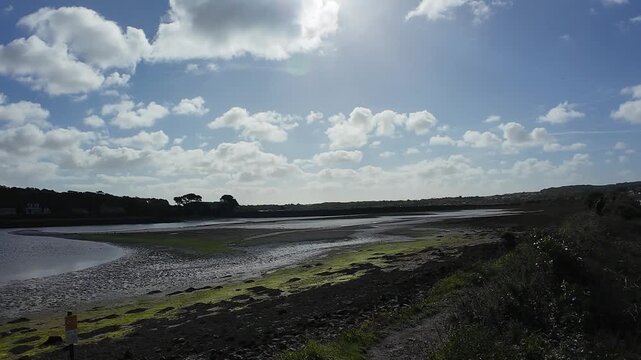 Estuary shallow water beautiful seascape background in Cornwall