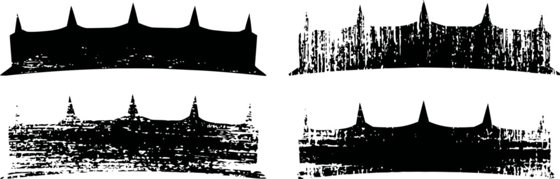 grunge black crown silhouettes set with distressed textured design elements