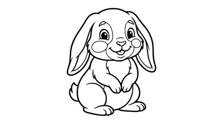 Fototapeta premium Cute rabbit line art coloring page vector illustration for kids