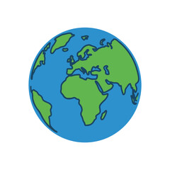 Fototapeta premium Green and blue world globe on white background
