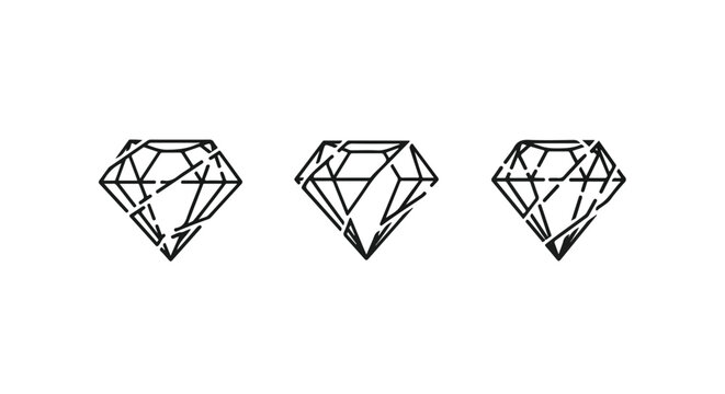 Diamond gemstone line border on white background