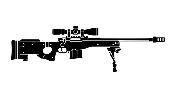 Precision sniper rifle silhouette vector illustration for tactical design and firearms related graphics