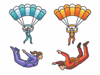 An exhilarating display of skydivers gracefully soaring through the air and experiencing the thrill of freefall, capturing the essence of adventure, freedom, and adrenaline. © Zhimin