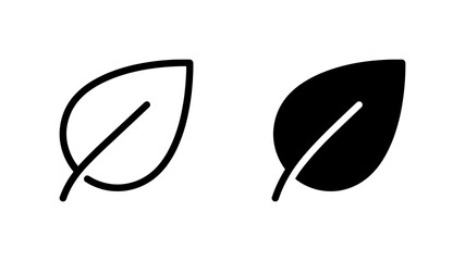 Simple Leaf Icons, Outline and Solid Fill, Nature and Ecology Symbols, Minimalist Botanical Graphics © Sumaiya