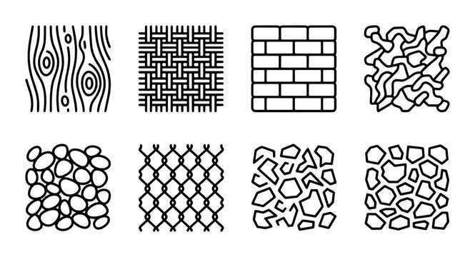 Seamless Texture Patterns Collection: Wood Grain, Fabric Weave, Brick Wall, Organic Shapes, Pebbles, Chain Link, Stone Tiles