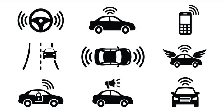 Connected car technology icons